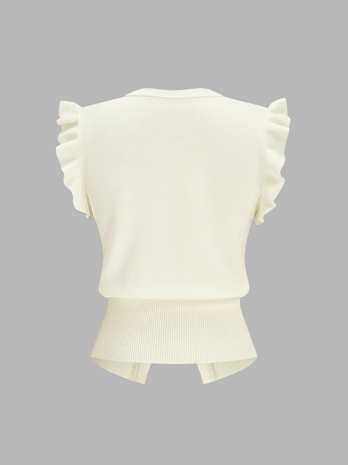 Ruffled Button-Down Knit Top for Women Casual Wear