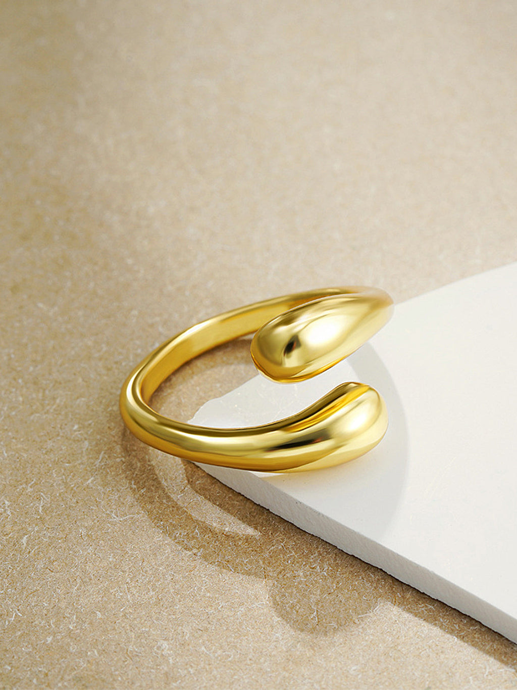 Minimalist Teardrop Open Ring Adjustable Sterling Silver