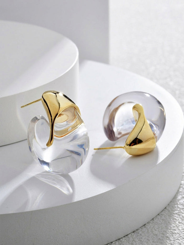 Chunky Transparent Resin Hoop Earrings Trendy Lightweight Statement Accessory