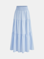 Cotton Smocked Tie-Front Top & Tiered Skirt Set for Women Summer Fashion