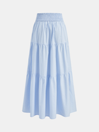 Cotton Smocked Tie-Front Top & Tiered Skirt Set for Women Summer Fashion