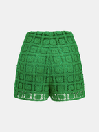 Twisted Crop Top & Crochet Shorts Set for Women Summer Beachwear
