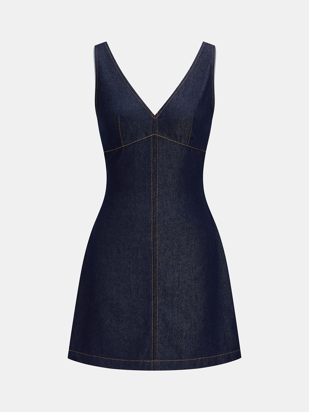 V-Neck Sleeveless Back Zipper Denim Mini Dress for Women Casual Summer Style
