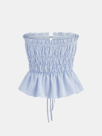 Striped Strapless Lace-Up Top & Shorts Casual Summer Outfit Set