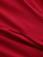 Tie-Waist Ribbed Knit Top for Women Casual Fit