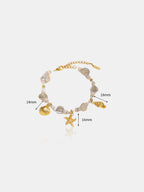 Starfish Shell Beach Charm Bracelet, Adjustable Ocean-Themed Summer Jewelry