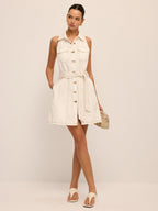 Sleeveless Belted Denim Shirt Dress for Women with Casual Style