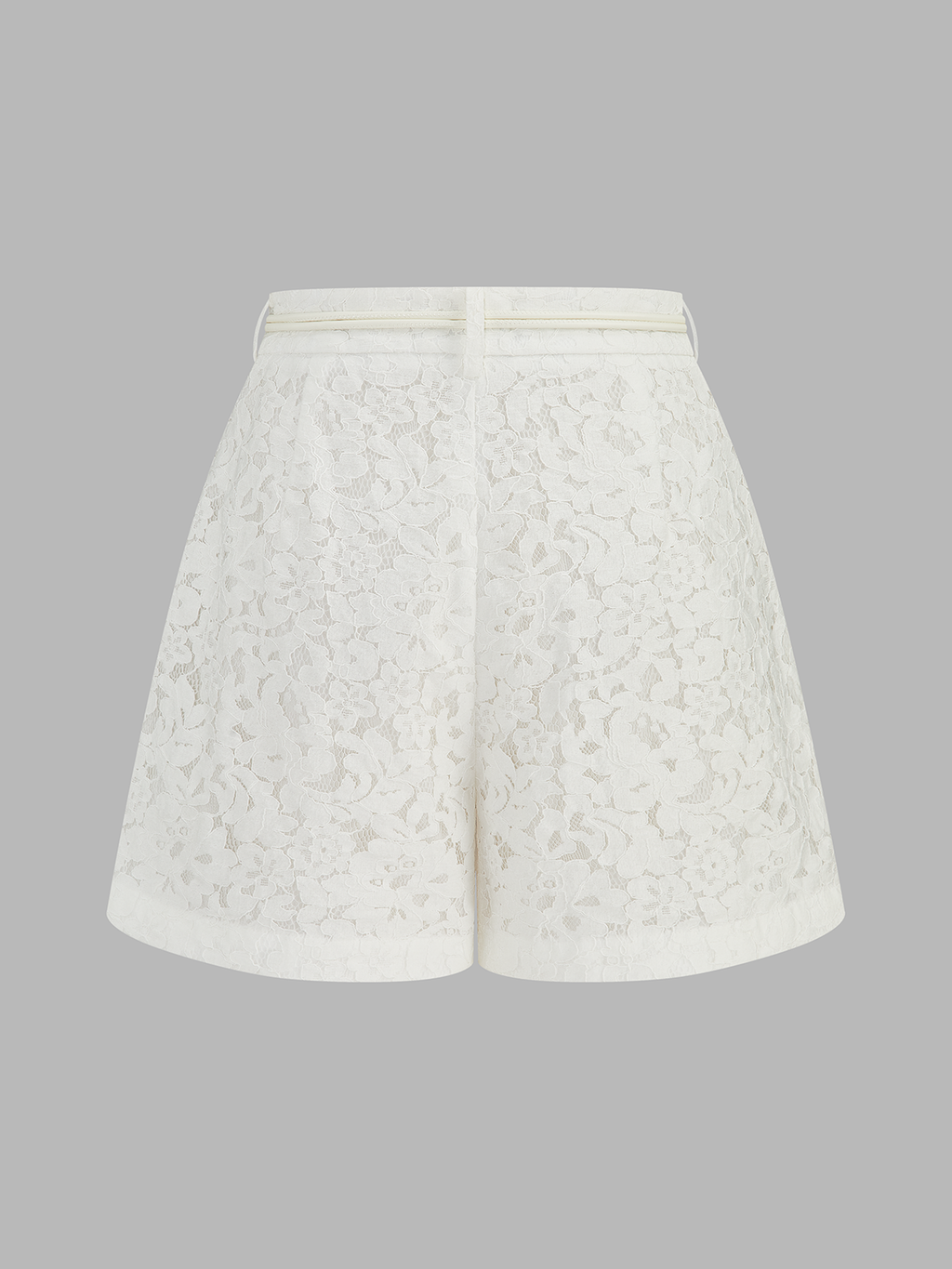 Mid-Waist Belted Lace Shorts for Women Casual Summer Wear
