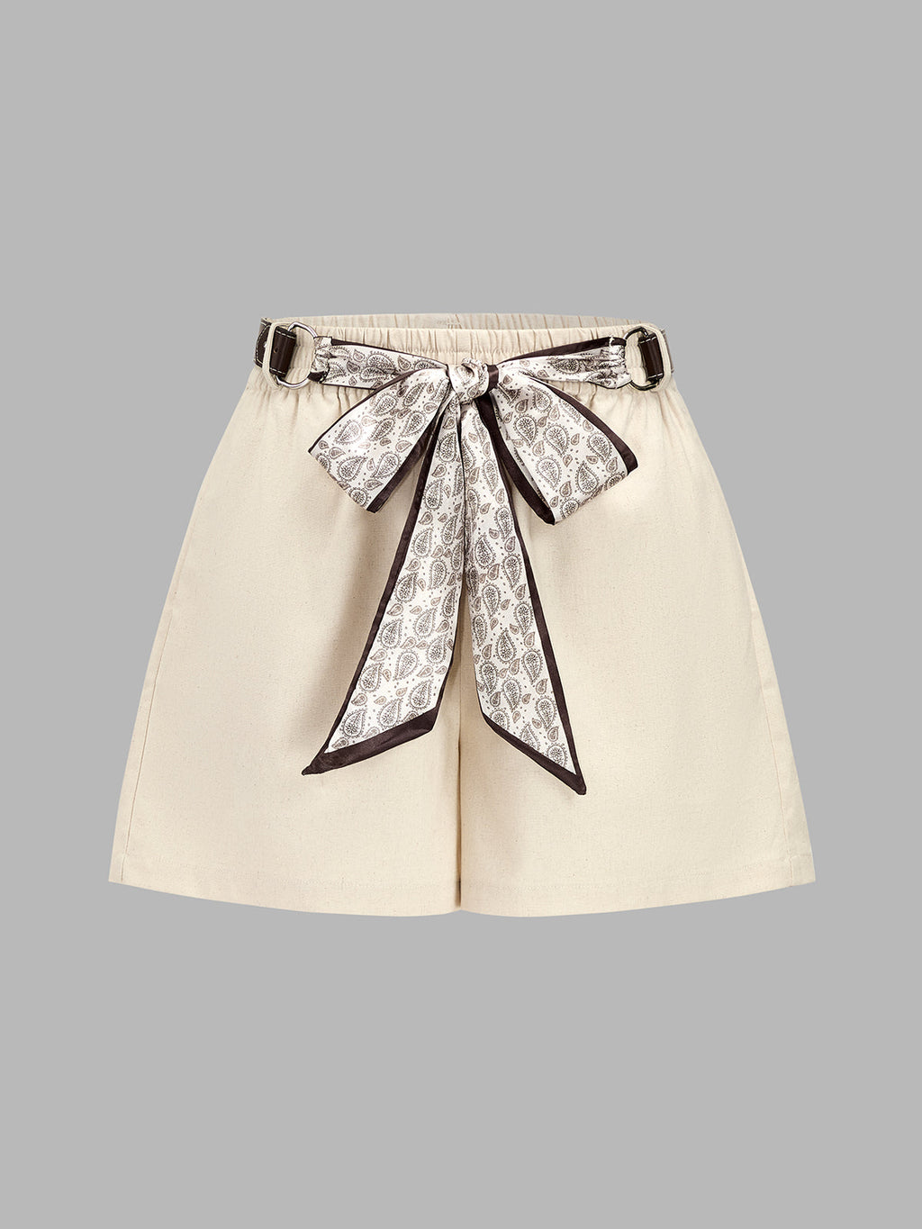 Casual Bow Tie Waist Linen Blend Shorts for Women, Summer Lightweight