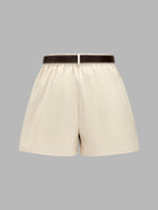 Casual Bow Tie Waist Linen Blend Shorts for Women, Summer Lightweight