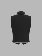Contrast Piping Blazer Vest & Pants Set for Professional Wear