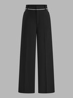 Contrast Piping Blazer Vest & Pants Set for Professional Wear