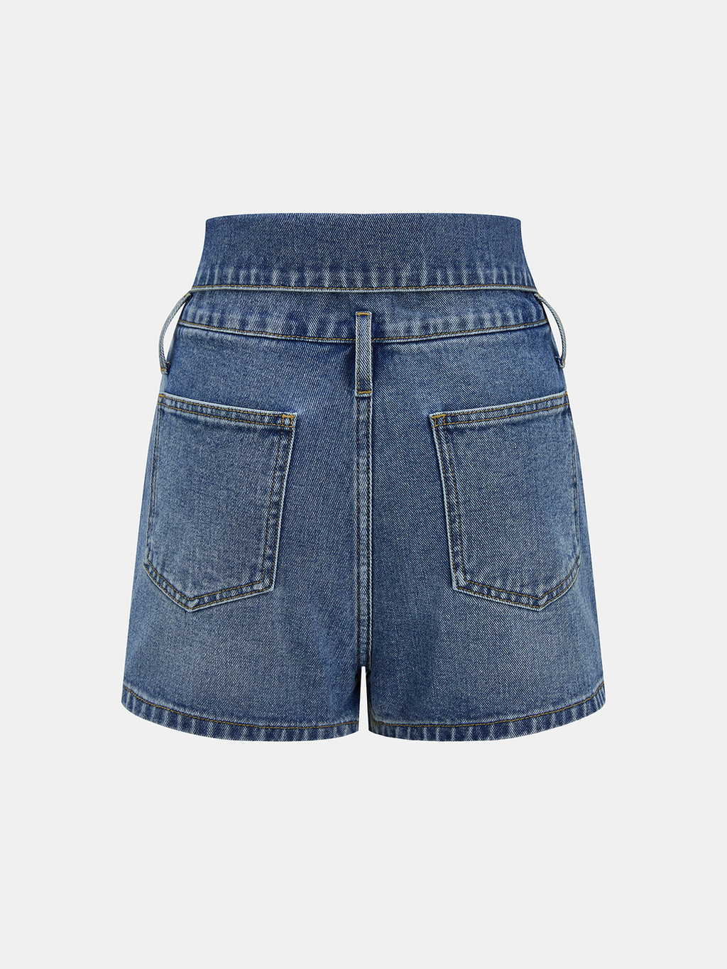 Fold Over Waistband Metal Button Denim Shorts for Women Casual Summer