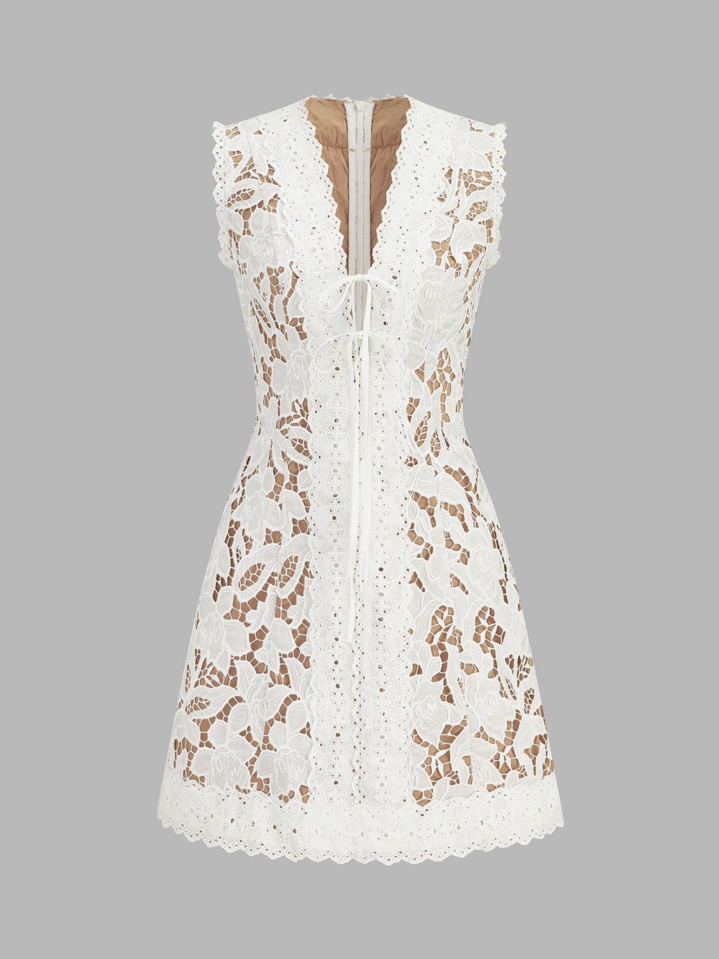 Sleeveless V Neck Lace Mini Dress Elegant Floral Cocktail
