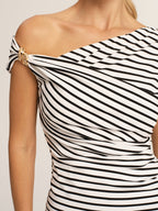 Striped Asymmetrical Off-Shoulder Top for Women Casual Summer Style