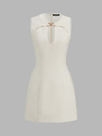 Metal Link Keyhole Neck Sleeveless Mini Dress Elegant Party Cocktail Wear