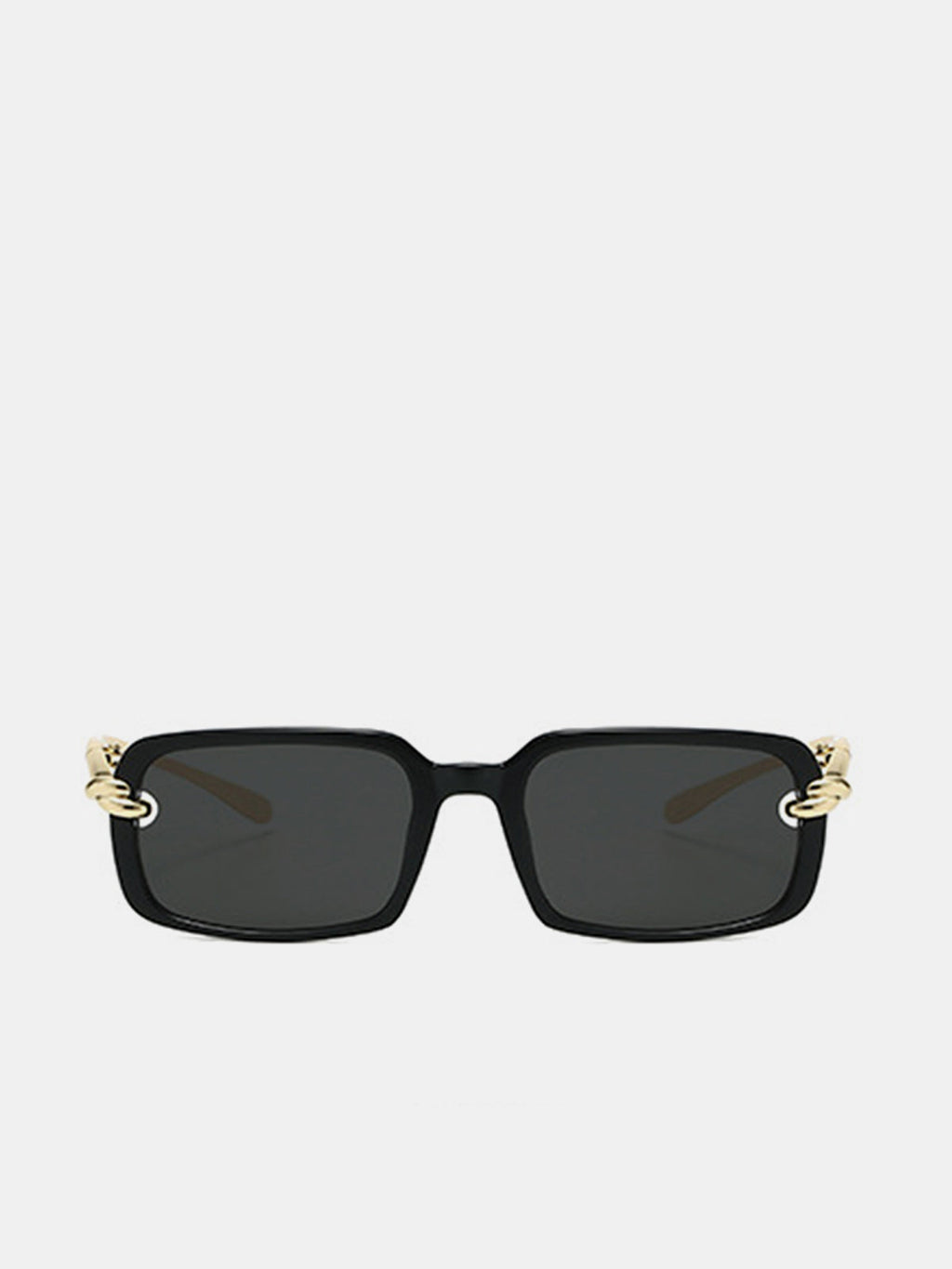 Metal Twist Detail Rectangular Frame Sunglasses with UV Protection