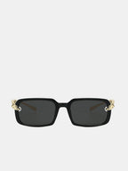 Metal Twist Detail Rectangular Frame Sunglasses with UV Protection