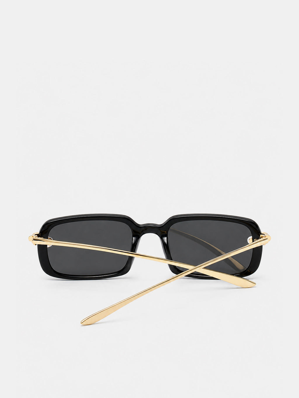Metal Twist Detail Rectangular Frame Sunglasses with UV Protection