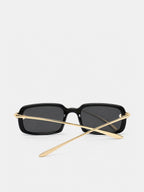 Metal Twist Detail Rectangular Frame Sunglasses with UV Protection
