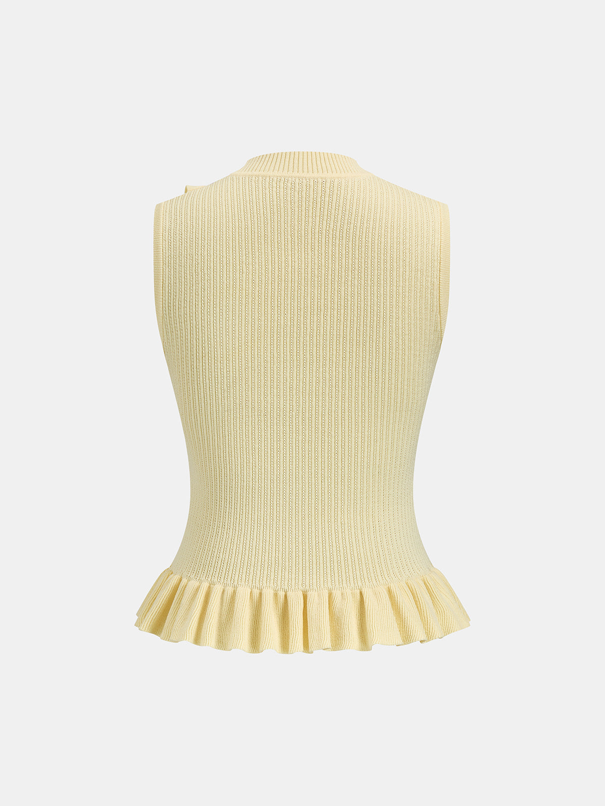 Ribbed High Neck Ruffle Sleeveless Top for Women Casual Wear