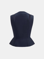 Ring Detail Peplum Cotton Linen Top & Pants Set | Women's Casual Summer Outfit