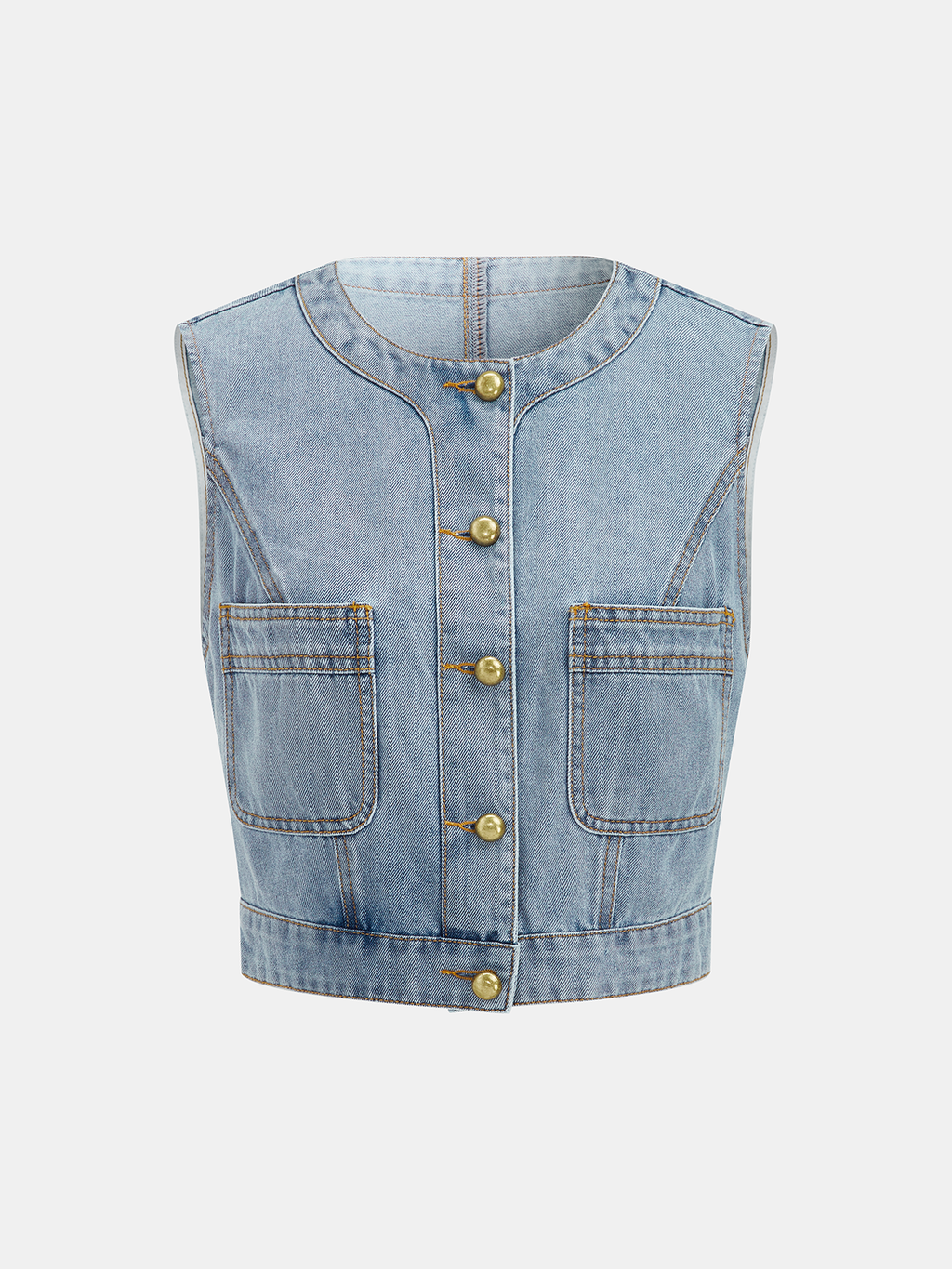 Denim Crop Vest & Pleated Midi Skirt Set for Casual Outfits