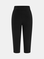 Split Hem Mid Waist Capri Pants with Elastic Back Band