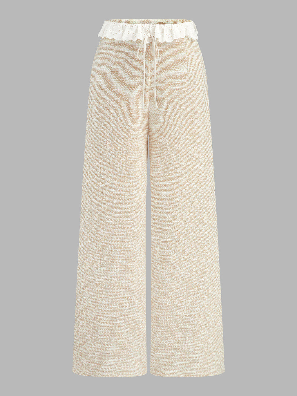 Lace Trim Textured Cami Top & Drawstring Pants Loungewear Set for Women