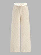 Lace Trim Textured Cami Top & Drawstring Pants Loungewear Set for Women