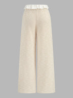 Lace Trim Textured Cami Top & Drawstring Pants Loungewear Set for Women