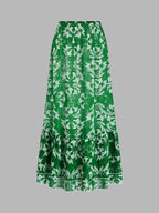 Botanical Print One Piece Swimsuit & Skirt Set for Women Summer Beachwear