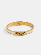 Zircon Inlay Spring Hinge Bangle Bracelet - Elegant Women’s Fashion Jewelry