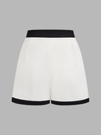 Contrast Trim Sleeveless Shirt & Shorts Set for Women Casual Summer Wear