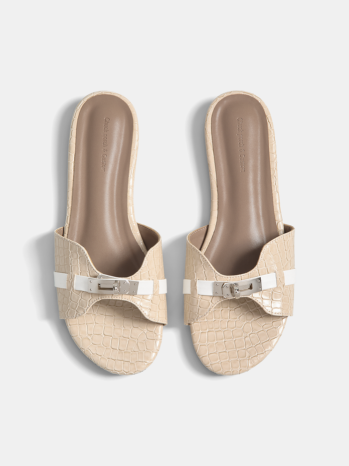 Crocodile Pattern Buckle Slide Sandals for Women Comfortable Summer Outdoor Footwear