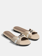 Crocodile Pattern Buckle Slide Sandals for Women Comfortable Summer Outdoor Footwear
