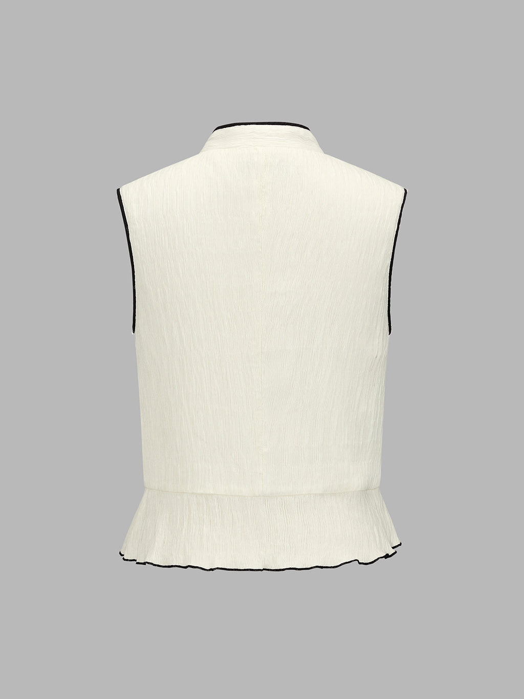 Frog Button Contrast Piping Textured Peplum Top for Women Casual Wear