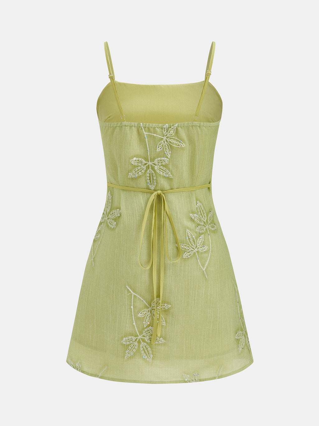 Sequin Leaf Embellished Slip Dress for Evening Events