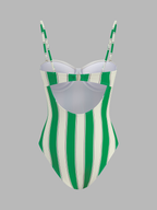 Striped Open Back One-Piece Swimsuit with Tie Detail for Women