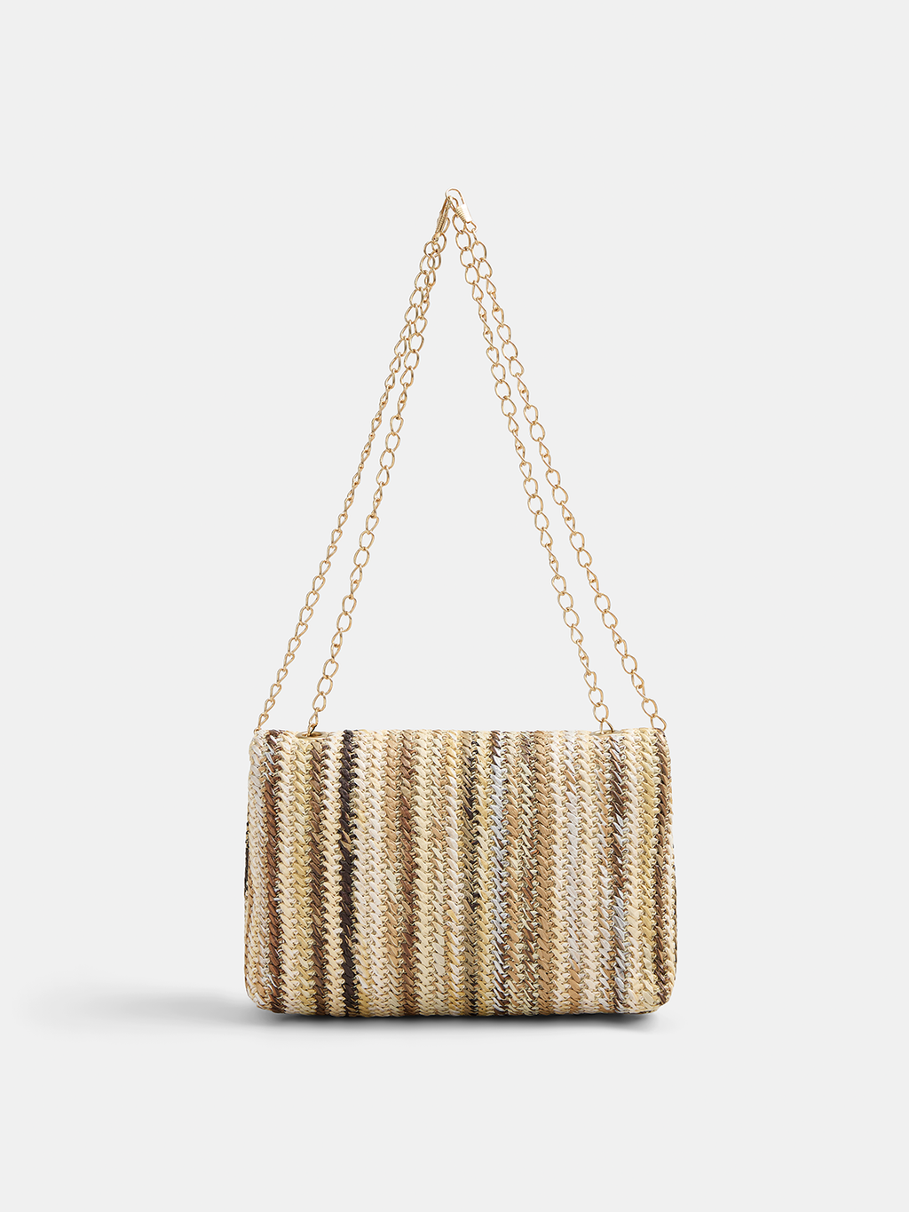 Straw Chain Strap Shoulder Bag with Adjustable Crossbody Design