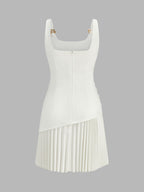 Ruched Pleated Mini Dress with Elegant Design Detail