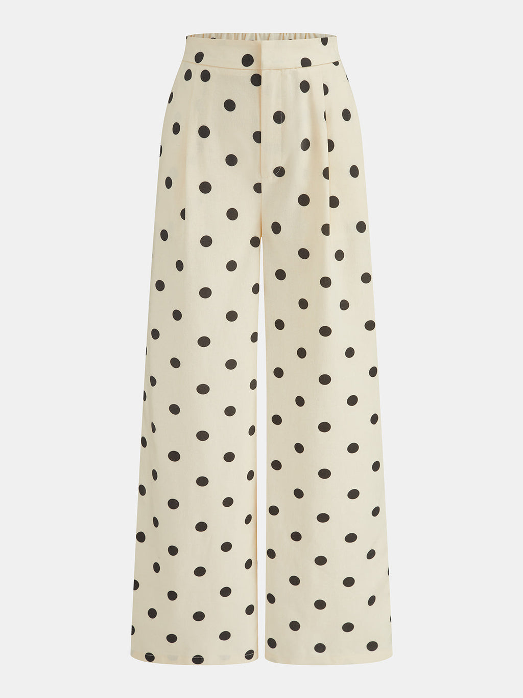 Polka Dot Strapless Top & High-Waisted Pants Set for Women
