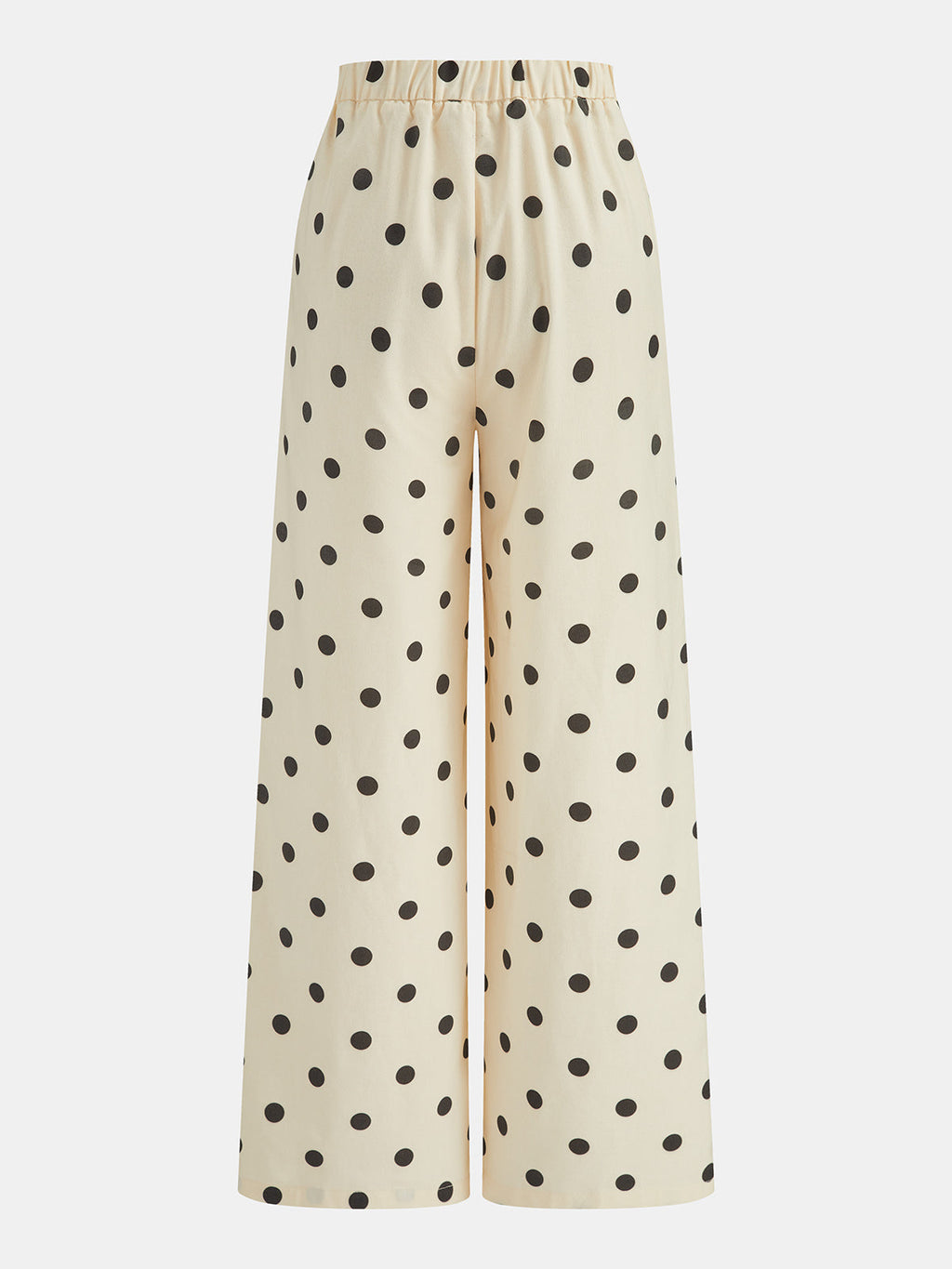 Polka Dot Strapless Top & High-Waisted Pants Set for Women