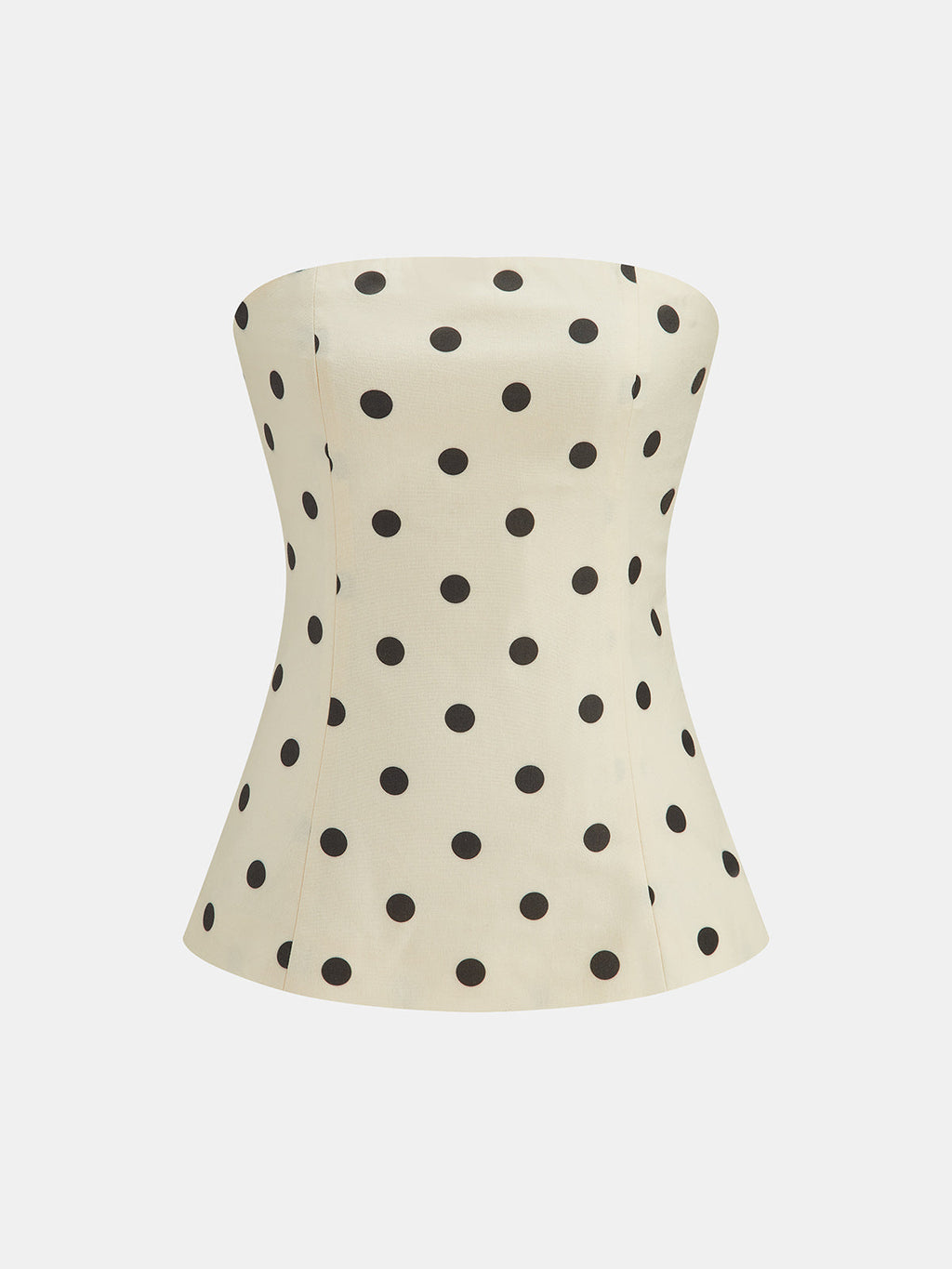 Polka Dot Strapless Top & High-Waisted Pants Set for Women