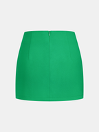 Draped Mock Neck Blouse & Tie-Waist Mini Skirt Set for Elegant Evening Wear