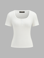 Henley Casual Ribbed Short Sleeve Top Soft Lightweight Fabric Comfort Fit