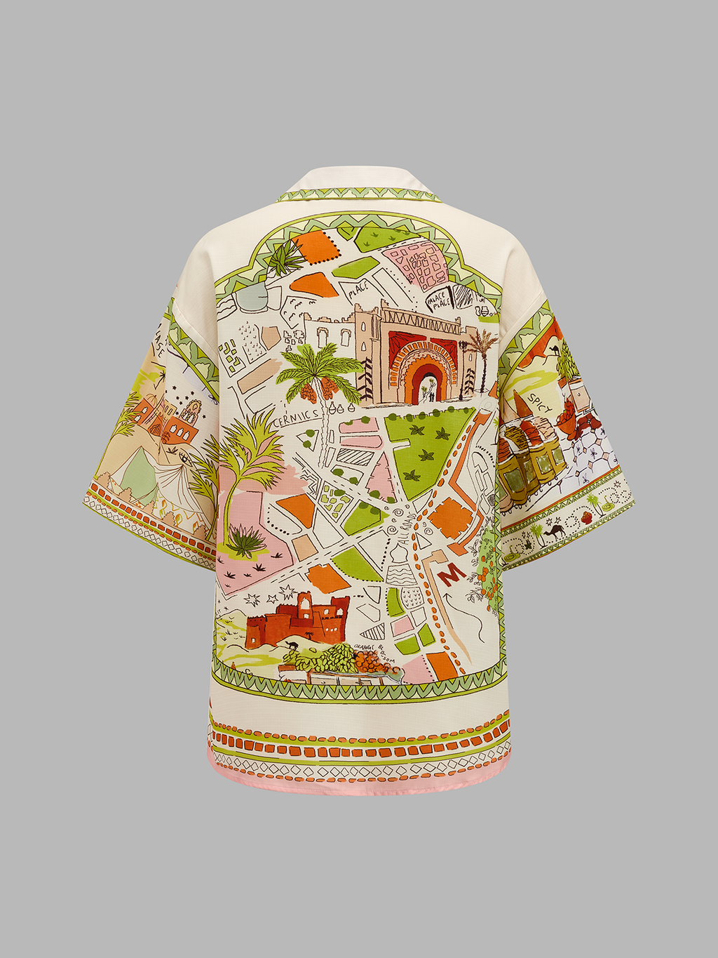 Printed Short Sleeve Shirt & Drawstring Shorts Set for Men Summer Beach Wear