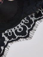 Floral Print Lace Trim Mid Waist Shorts - Women's Summer Casual Fashion