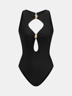 Cutout Metal Accent One Piece Swimsuit for Women Stylish Beachwear