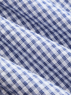 Gingham Lace Panel Sleeveless Peplum Shirt with Ruffled Trim Detail